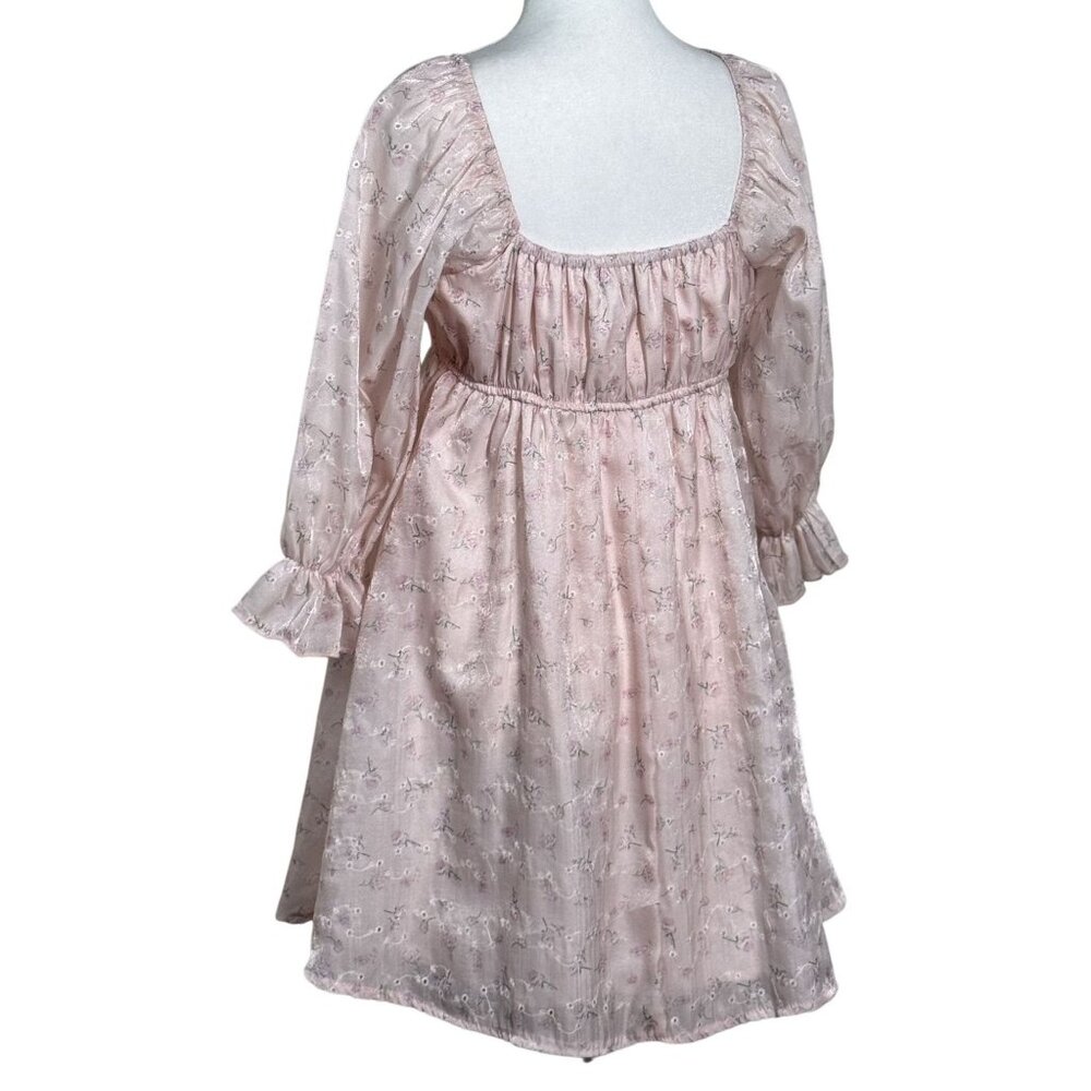 Thirty Thirty Babydoll Mini Dress Women Medium Pink Roses Flowers - Picture 4 of 9